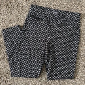 Van Heusen Black White Patterned Ankle Pants Skinny Stretch Trouser Size 6